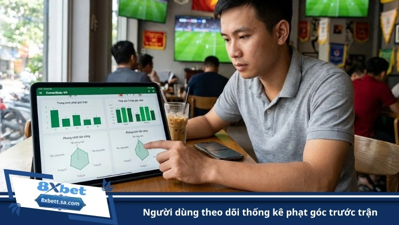 người dùng theo dõi thống kê phạt góc trước trận